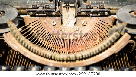 Leaning the old typewriter of Thai language with vintage style
