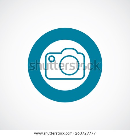 photo camera icon bold blue circle border, white background  