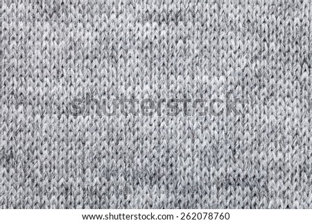 Real grey knitted fabric made of heathered yarn textured background
