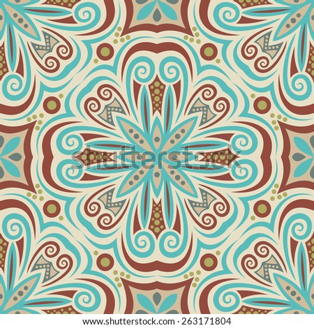 Abstract Colorful Damask Seamless Background. Raster Version