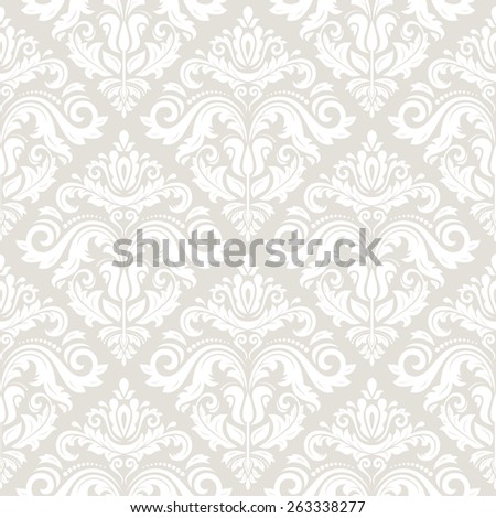 Wallpaper in the style of Baroque. Seamless  background. Light damask floral pattern with orient and floral elements