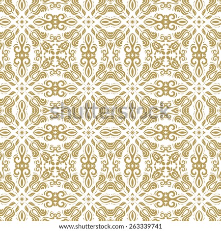 Oriental  golden pattern with damask, arabesque and floral elements. Seamless abstract background