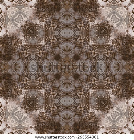 art deco ornamental vintage pattern, S.10, monochrome background in brown, beige and white colors