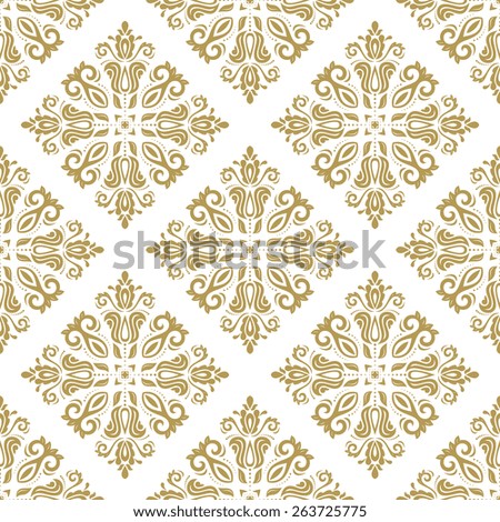 Damask seamless floral golden pattern.  traditional ornament with oriental elements for wallpapers and backgrounds