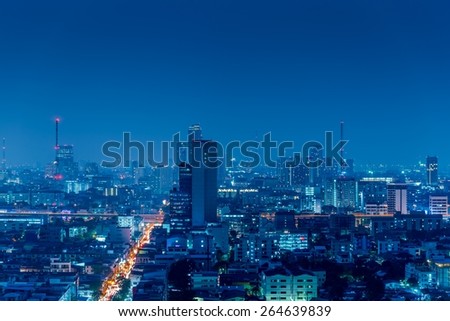 Bangkok downtown city at night, Thailand