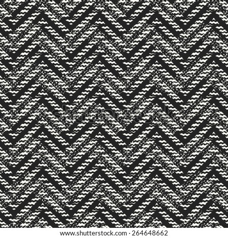 Abstract ornate fragmentary noisy textured chevron background. Seamless pattern. Vector.