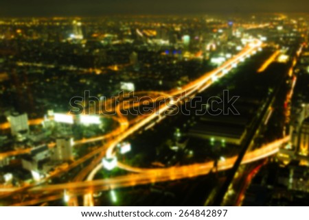 Bangkok Expressway and Highway top view, Thailand, Blurred background