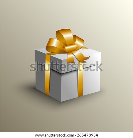 Vector abstract gift box with golden ribbon