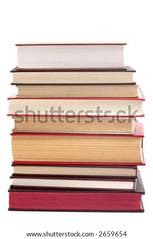 A vertical stack of books