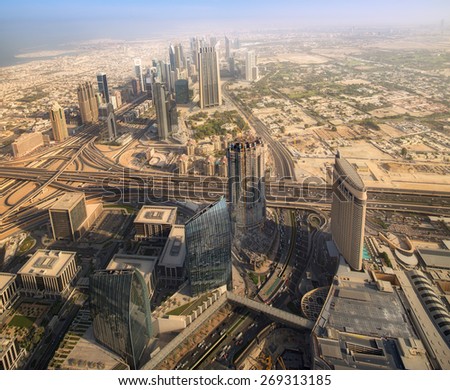 View of Dubai downtown from the top, Dubai, UAE