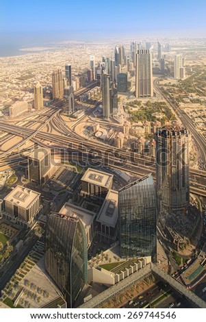 View of Dubai downtown from the top, Dubai, UAE