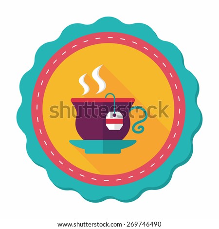 hot tea flat icon with long shadow,eps10
