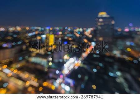 Abstract blur bokeh background of city aerial view 