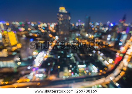 Twilight of city light blur bokeh, defocused background