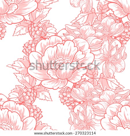 Vintage flowers. Abstract elegance seamless pattern with floral elements. Flower background.