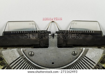 Education word printed on an old typewriter