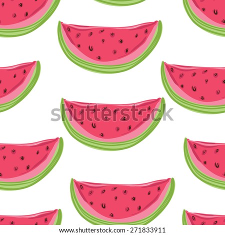 Vector seamless background with watermelon slices.