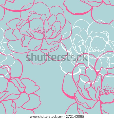 Beautiful peonies with smooth lines - vector stock