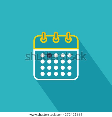 Vector calendar icon. Flat design with long shadow