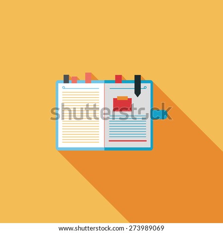 notebook flat icon with long shadow