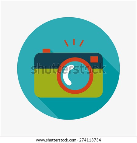 camera flat icon with long shadow