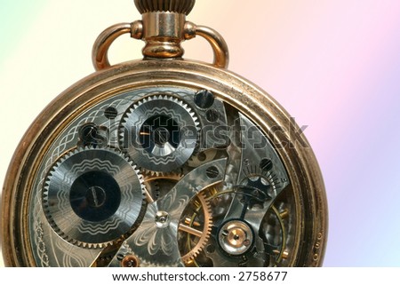 Beautiful details of old pocket clock machine