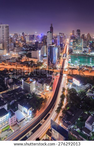 Bangkok cityscape at night, Thailand