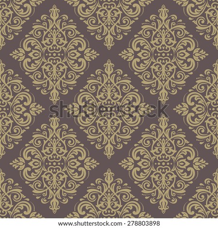 Damask seamless pattern. Fine  traditional ornament with oriental golden elements