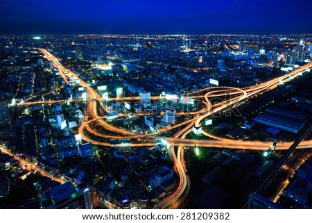 Express way at night in Bangkok, Thailand