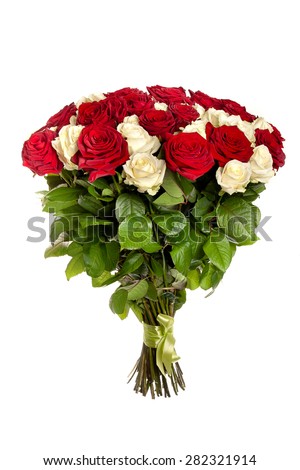 isolated flowers red and white roses