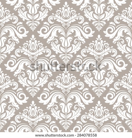Damask seamless pattern. Fine  traditional fine ornament with white oriental elements