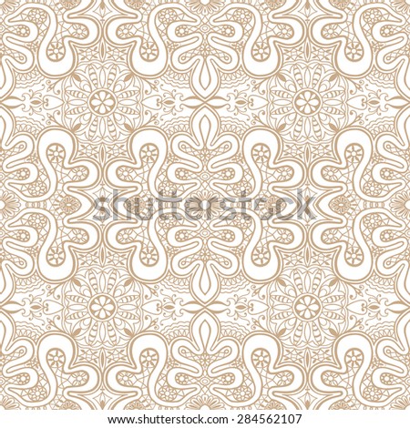 Geometric seamless lace pattern. Tribal ethnic arabian ornament. Fashion repeating texture, hand drawn artwork vector illustration.
