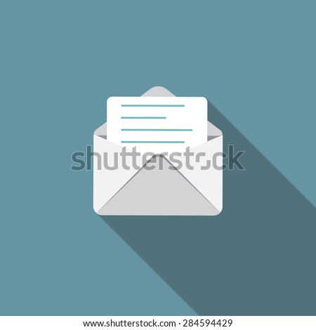E-Mail Flat Icon with Long Shadow, Vector Illustration Eps10 