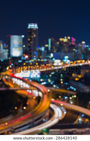 Blur lights bokeh of city expressway crossover