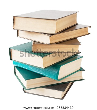 Books pile isolated on white background