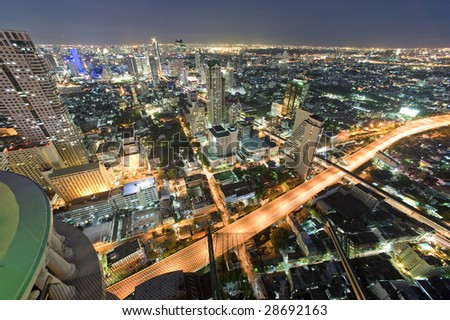 Night view near Taksin bridge in Bangkok