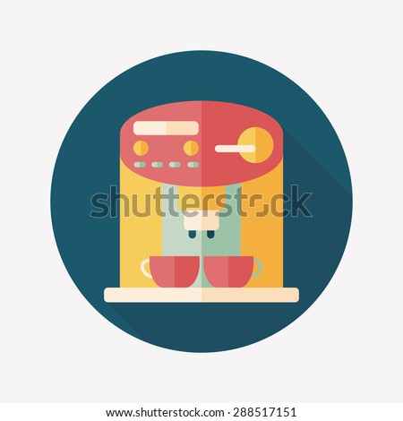 coffee machine flat icon with long shadow