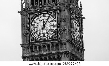 Close-up of Big Ben, Clock tower in London, England