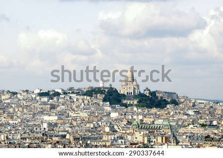 Montmartre with Sacre Coeur Basilica in Paris France