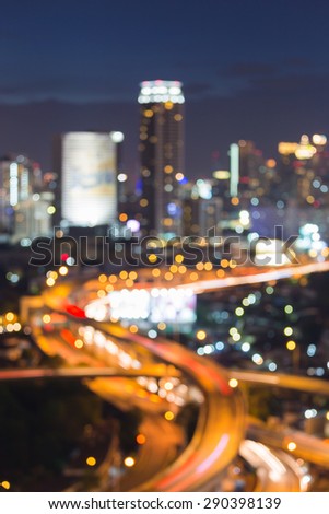Abstract blur bokeh intersection highway at night