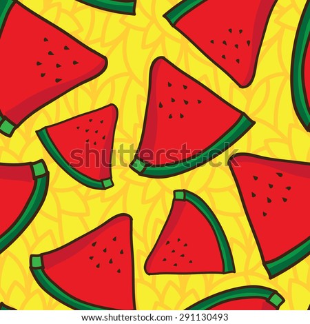 Slices of watermelon seamless pattern in vector