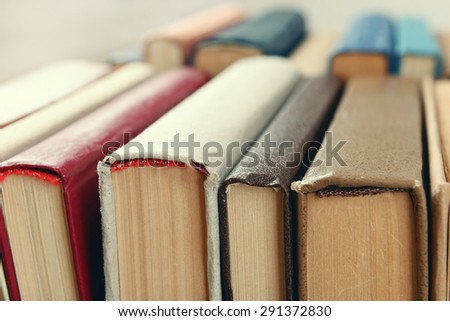 Heap of books close up