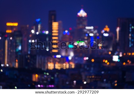 Abstract Bangkok city night light bokeh , defocused background