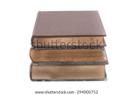 Stack of old book isolated on white background