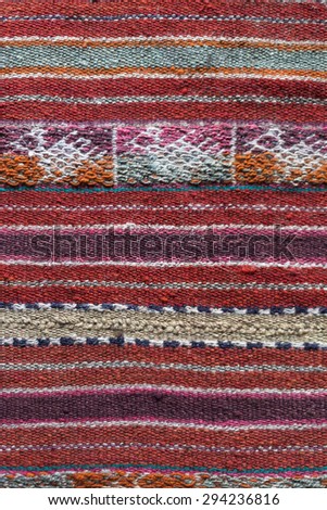 Ancient Andean colored fabric spun and woven by hand