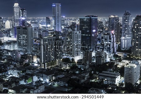 Aerial view of bangkok at twilight night.