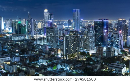 Aerial view of bangkok at twilight night.