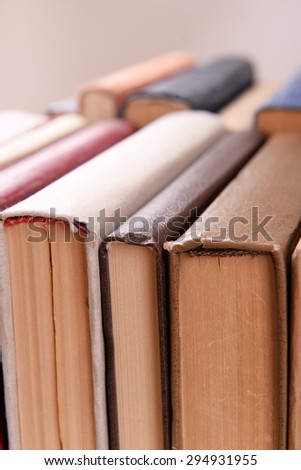 Heap of books close up