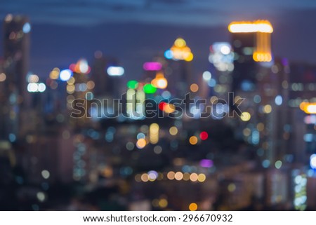 Abstract blur bokeh light of city downtown at night