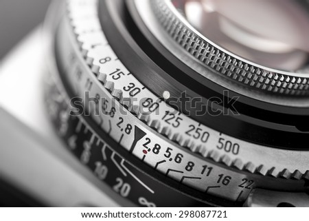 shutter speed ring of vintage photo lens